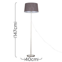 Valuelights Charles Brushed Chrome Floor Lamp With Grey Linen Shade - thumbnail 6