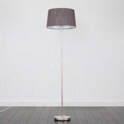 Valuelights Charles Brushed Chrome Floor Lamp With Grey Linen Shade - thumbnail 5