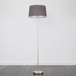 Valuelights Charles Brushed Chrome Floor Lamp With Grey Linen Shade - thumbnail 4