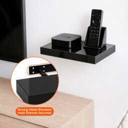 Innoteck Black High Gloss Floating Shelf Rectangular 30Cm Modern Wall Mounted Shelf - thumbnail 5