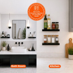 Innoteck Black High Gloss Floating Shelf Rectangular 30Cm Modern Wall Mounted Shelf - thumbnail 3
