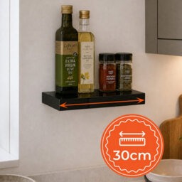 Innoteck Black High Gloss Floating Shelf Rectangular 30Cm Modern Wall Mounted Shelf - thumbnail 7