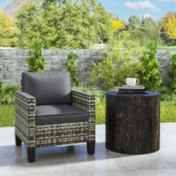 Outsunny Single Rattan Chair, Garden Armchair With Cushions, Light Grey - thumbnail 8