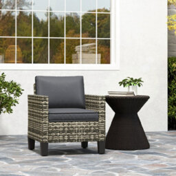 Outsunny Single Rattan Chair, Garden Armchair With Cushions, Light Grey - thumbnail 7