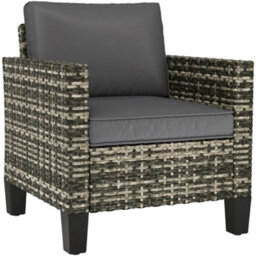 Outsunny Single Rattan Chair, Garden Armchair With Cushions, Light Grey - thumbnail 2