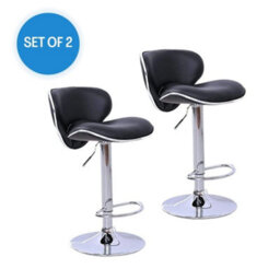 Evre Bar Stool Faux Leather Adjustable Height With Swivel Seat For Pub Kitchen Reception (Pack Of 2))