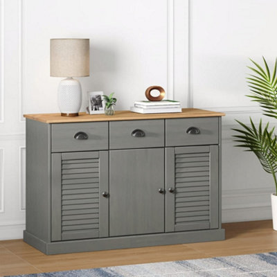 Berkfield Sideboard With Drawers Vigo 113X40X75 Cm Grey Solid Wood Pine - image 1