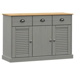 Berkfield Sideboard With Drawers Vigo 113X40X75 Cm Grey Solid Wood Pine - thumbnail 2