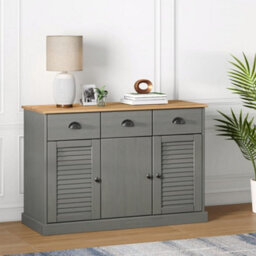 Berkfield Sideboard With Drawers Vigo 113X40X75 Cm Grey Solid Wood Pine - thumbnail 1