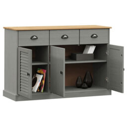 Berkfield Sideboard With Drawers Vigo 113X40X75 Cm Grey Solid Wood Pine - thumbnail 3