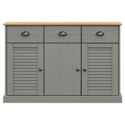 Berkfield Sideboard With Drawers Vigo 113X40X75 Cm Grey Solid Wood Pine - thumbnail 5