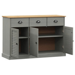 Berkfield Sideboard With Drawers Vigo 113X40X75 Cm Grey Solid Wood Pine - thumbnail 4