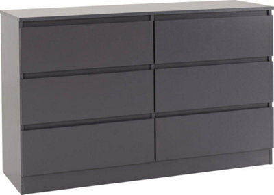 Seconique Malvern 6 Drawer Chest Grey Recessed Handles Metal Runners - image 1