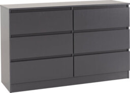 Seconique Malvern 6 Drawer Chest Grey Recessed Handles Metal Runners - thumbnail 2