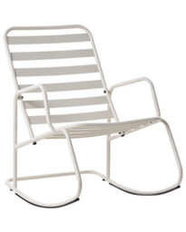 Beliani Verdant Home Garden Rocking Chair - Off White Powder-Coated Aluminium, Slatted Seat And Back, W66 X D96 X H92Cm - thumbnail 3