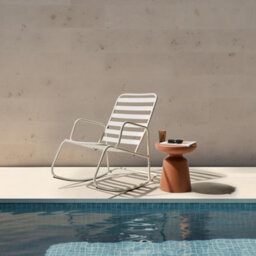Beliani Verdant Home Garden Rocking Chair - Off White Powder-Coated Aluminium, Slatted Seat And Back, W66 X D96 X H92Cm - thumbnail 1