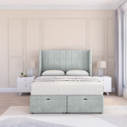 "Sloomy Falcon Silver Naples 5Ft Ottoman Bed End Opening With Sprung Memory Mattress & 54"" Headboard-King" - thumbnail 2