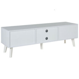 Beliani Vintage Tv Stand, White Beige, Faux Rattan Fronts, W140 X D39 X H45Cm - thumbnail 6