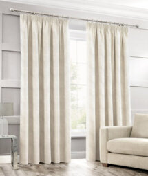 Intimates Elegant Jacquard Waffle Curtains, Header Tape Top, Modern Drapery For Living Room Or Bedroom, Machine Washable - Cream