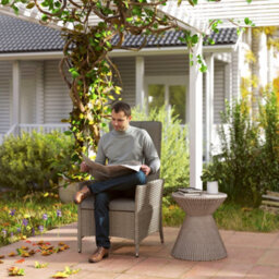 Outsunny Rattan Garden Recliner Chair With Adjustable Backrest, Grey