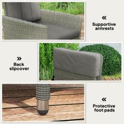 Outsunny Rattan Garden Recliner Chair With Adjustable Backrest, Grey - thumbnail 7