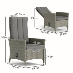 Outsunny Rattan Garden Recliner Chair With Adjustable Backrest, Grey - thumbnail 3