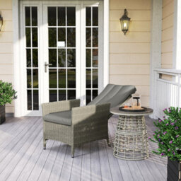Outsunny Rattan Garden Recliner Chair With Adjustable Backrest, Grey - thumbnail 9