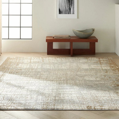 Xample Calvin Klein Rush Ivory Taupe Rug 244X305Cm Extra Large Modern Abstract Machine Woven Low Pile Luxury Neutral Rug - image 1