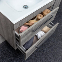Plum&clay Novela Grey Wood Wall Hung Vanity Unit With Glass Basin (W)600mm - thumbnail 4