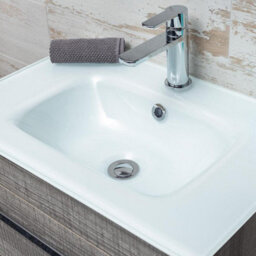 Plum&clay Novela Grey Wood Wall Hung Vanity Unit With Glass Basin (W)600mm - thumbnail 2
