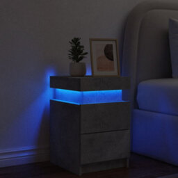Berkfield Bedside Cabinet With Led Lights Concrete Grey 35X39X55 Cm - thumbnail 4