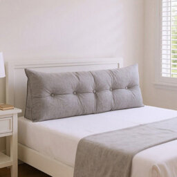 Living And Home Light Gray Cotton And Linen Triangular Tatami Headboard Cushion/pillow, 150Cm W X 20Cm D X 50Cm H - thumbnail 3