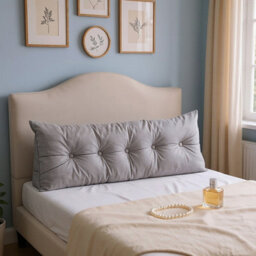 Living And Home Light Gray Cotton And Linen Triangular Tatami Headboard Cushion/pillow, 150Cm W X 20Cm D X 50Cm H - thumbnail 1