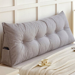 Living And Home Light Gray Cotton And Linen Triangular Tatami Headboard Cushion/pillow, 150Cm W X 20Cm D X 50Cm H - thumbnail 2