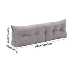 Living And Home Light Gray Cotton And Linen Triangular Tatami Headboard Cushion/pillow, 150Cm W X 20Cm D X 50Cm H - thumbnail 9