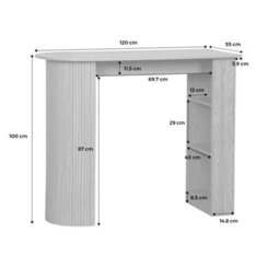 Sweeek - Wallis Bar Table High Kitchen Table Side Table Wood Decor With Storage 3 Shelves 120 X 55 X 100 Cm - thumbnail 7