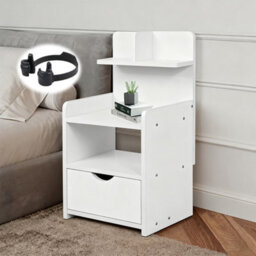 Bedside Table Drawer Cabinet End Side Table Bedroom Furniture Storage Nightstand - thumbnail 1