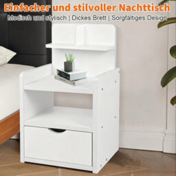 Bedside Table Drawer Cabinet End Side Table Bedroom Furniture Storage Nightstand - thumbnail 4