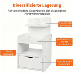 Bedside Table Drawer Cabinet End Side Table Bedroom Furniture Storage Nightstand - thumbnail 3