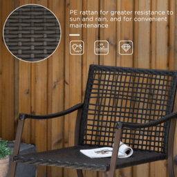 Foxden Brown Frame Rattan Bistro Set Rocking Chairs 3 Piece Garden Furniture Glass Top Table - thumbnail 6