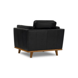Valencia Artisan Leather Accent Chair Black Nappa Top Grain Leather Alder Wood Legs And Frame Fabric Backed Cushions - thumbnail 7