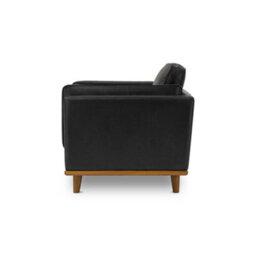 Valencia Artisan Leather Accent Chair Black Nappa Top Grain Leather Alder Wood Legs And Frame Fabric Backed Cushions - thumbnail 6