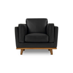 Valencia Artisan Leather Accent Chair Black Nappa Top Grain Leather Alder Wood Legs And Frame Fabric Backed Cushions - thumbnail 5