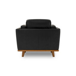 Valencia Artisan Leather Accent Chair Black Nappa Top Grain Leather Alder Wood Legs And Frame Fabric Backed Cushions - thumbnail 8
