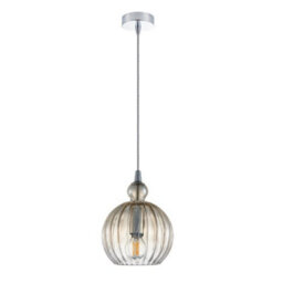 Luminosa Lighting Luminosa Modern Hanging Pendant Chrome 1 Light  With Cognac Shade, E27 Dimmable - thumbnail 2