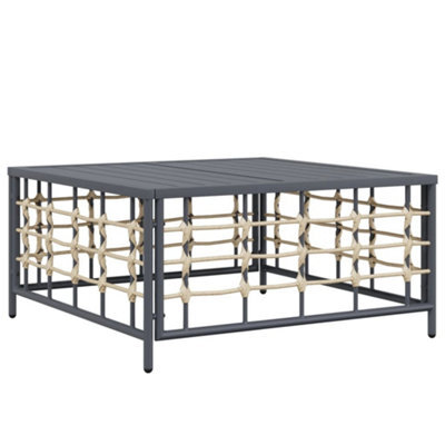 Berkfield Stylish Garden Table Anthracite 70X70X34 Cm Poly Rattan