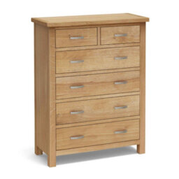 London Oak 2 Over 4 Chest Of Drawers Fully Assembled - By Roseland Furniture