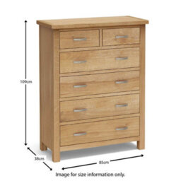London Oak 2 Over 4 Chest Of Drawers Fully Assembled - By Roseland Furniture - thumbnail 9
