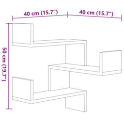 Vidaxl Wall Corner Shelf 2 Pcs Sonoma Oak 40X40X50 Cm Engineered Wood - thumbnail 9