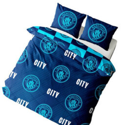 Manchester City Fc Crest Reversible Duvet Set Navy Blue/blue (Double) - thumbnail 2